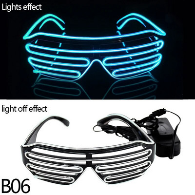 LED Neoon Rave Prillid Vilkuvad LED Päikeseprillid 16 Värvivalgustusega Prillid Karnevalipeo Pimeduses säravad Prillid Festivalitarbed