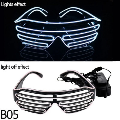 LED Neoon Rave Prillid Vilkuvad LED Päikeseprillid 16 Värvivalgustusega Prillid Karnevalipeo Pimeduses säravad Prillid Festivalitarbed