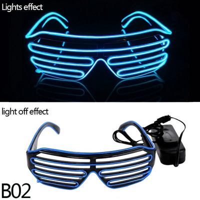 LED Neoon Rave Prillid Vilkuvad LED Päikeseprillid 16 Värvivalgustusega Prillid Karnevalipeo Pimeduses säravad Prillid Festivalitarbed