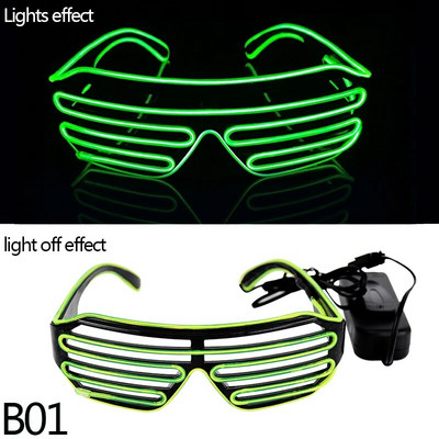 LED Neoon Rave Prillid Vilkuvad LED Päikeseprillid 16 Värvivalgustusega Prillid Karnevalipeo Pimeduses säravad Prillid Festivalitarbed