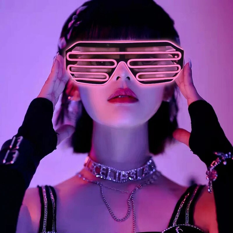 LED Neoon Rave Prillid Vilkuvad LED Päikeseprillid 16 Värvivalgustusega Prillid Karnevalipeo Pimeduses säravad Prillid Festivalitarbed