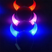 Led Devil Horn Light Up galvas saite Evil Helovīna un Ziemassvētku ballītes dekors Ballīte Glitter Galvassega Cosplay ballītes kostīms matu stīpa