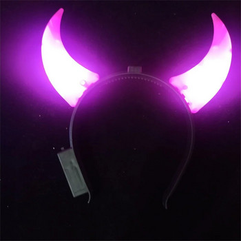 Led Devil Horn Light Up Headband Evil Halloween&Christmas Party Decor Glitter Headwear Cosplay Party Costume Hair Hoop