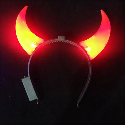 Led Devil Horn Light Up galvas saite Evil Helovīna un Ziemassvētku ballītes dekors Ballīte Glitter Galvassega Cosplay ballītes kostīms matu stīpa