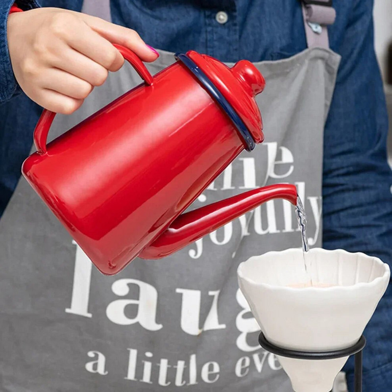 Emajlirani lonac za ručnu pripremu kave od 1,1 l Japanski stil Hladni kuhalo velikog kapaciteta, limenka za ulje s uskim otvorom za kuhinju