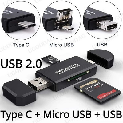 OTG Micro SD čitač kartica USB 3.0 čitač kartica 2.0 za USB mikro SD adapter Flash Drive Čitač pametnih memorijskih kartica Tip C čitač kartica