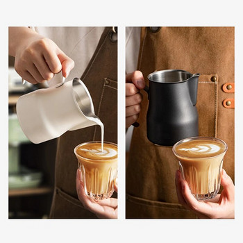 Кана за разпенване на мляко от неръждаема стомана Кана за еспресо Кафе на пара Barista Craft Latte Cappuccino Чаша за разпенване на мляко и сметана Кана за разпенване