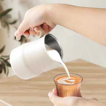 Кана за разпенване на мляко от неръждаема стомана Кана за еспресо Кафе на пара Barista Craft Latte Cappuccino Чаша за разпенване на мляко и сметана Кана за разпенване
