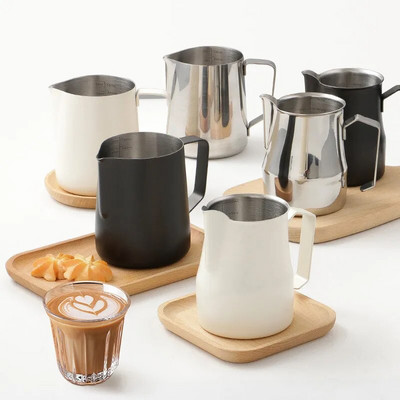 Urcică pentru spumare a laptelui din oțel inoxidabil Espresso Cafea cu abur Barista Craft Latte Cappuccino Cupă cu cremă de lapte Urcică pentru spumare