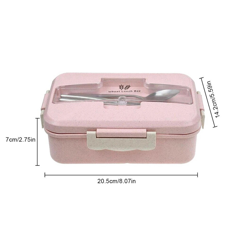 Mikrohullámú ebédlődoboz kanál evőpálcikákkal Búzaszalma étkészlet Élelmiszer tároló edény Gyerekek Iskola Iroda Bento Box