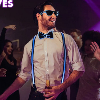 Light Up Ανδρικές ζαρτιέρες LED Παπιγιόν Πρωτοφανές αξεσουάρ κοστουμιών Ζαρτιέρες που αναβοσβήνουν ιδανικές για γαμήλιο πάρτι μουσικών φεστιβάλ