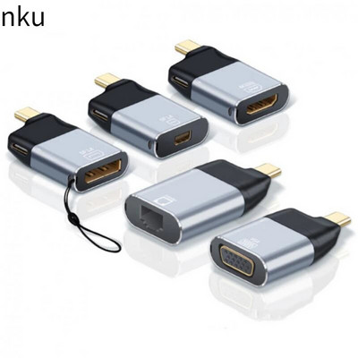 Nku USB C конвертор с PD зареждане Thunderbolt 3 Type-C към DP/Mini DP/HDMI-съвместим/VGA/RJ45 мъжко-женски адаптер за Macbook