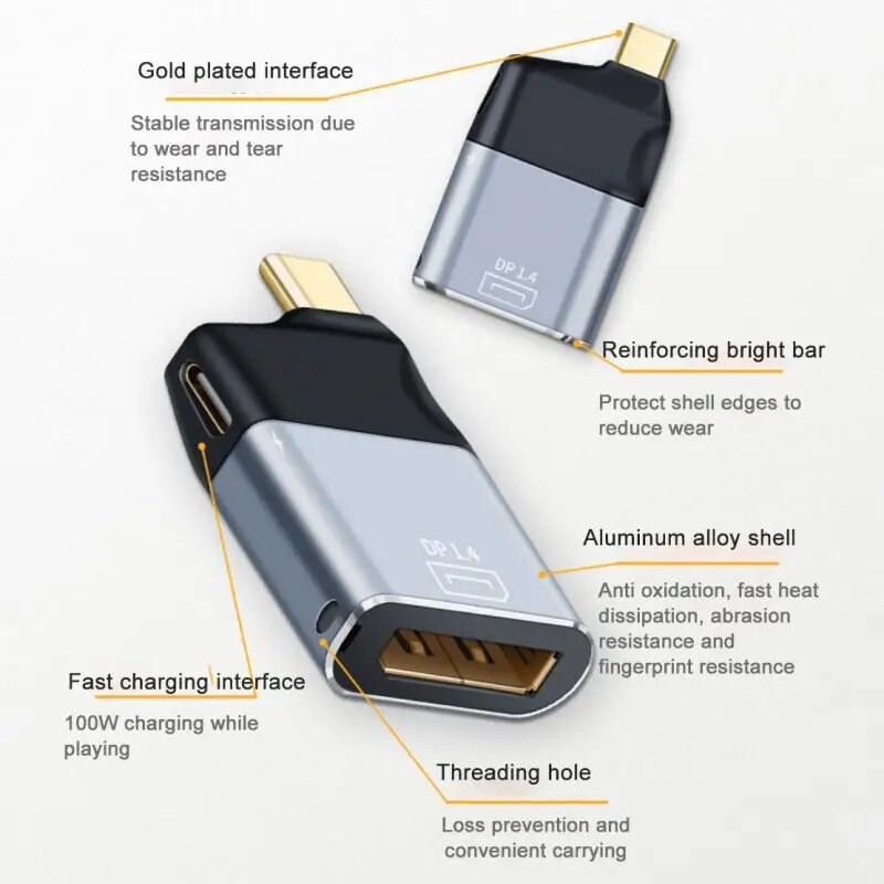 Nku USB C keitiklis su PD įkrovimu Thunderbolt 3 Type-C į DP / Mini DP / HDMI suderinamas / VGA / RJ45 vyriškas ir moteriškas adapteris, skirtas Macbook