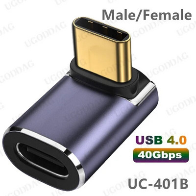 USB C-adapterid U-kujuline sirge nurga adapter C-tüüpi emas-tüüpi C-tüüpi isane 40Gbps kiire andmeadapteri muunduri laadimisadapterid