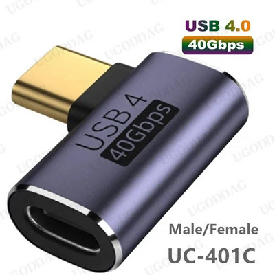 USB C-adapterid U-kujuline sirge nurga adapter C-tüüpi emas-tüüpi C-tüüpi isane 40Gbps kiire andmeadapteri muunduri laadimisadapterid