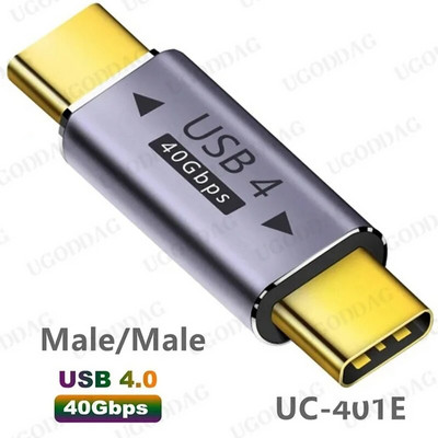 USB C-adapterid U-kujuline sirge nurga adapter C-tüüpi emas-tüüpi C-tüüpi isane 40Gbps kiire andmeadapteri muunduri laadimisadapterid