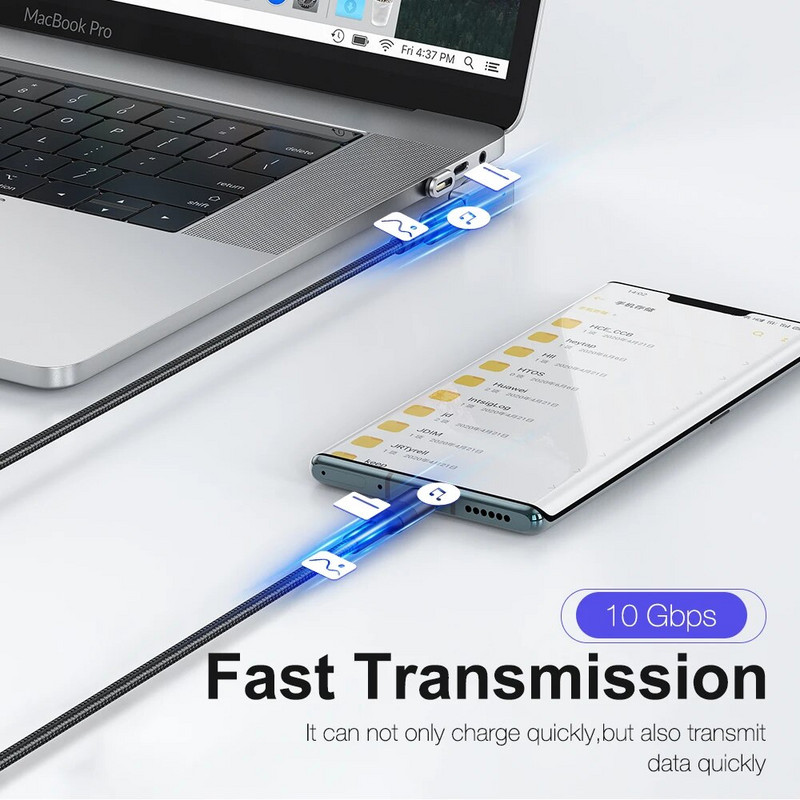 USB 3.1 PD 100W магнитен адаптер тип C за Macbook Notebook Redmi Huawei сплитер конвертор бързо зареждане зарядно устройство за данни 4K HD хъб