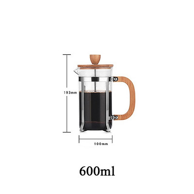 350 ml/800 ml aparat de cafea și ceai de presă franceză din sticlă borosilicată îngroșată, ceainic, ceainic, cafea fierbinte