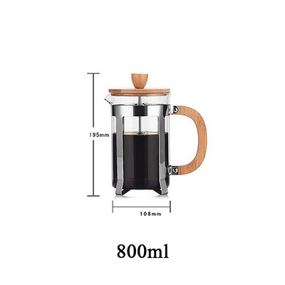 350 ml/800 ml aparat de cafea și ceai de presă franceză din sticlă borosilicată îngroșată, ceainic, ceainic, cafea fierbinte