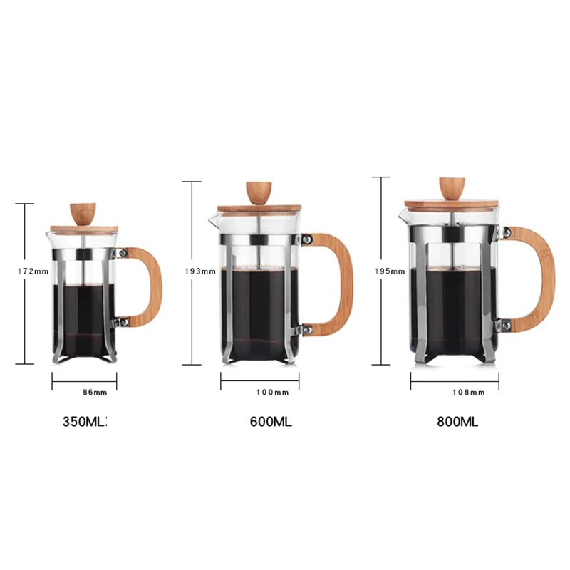 350 ml/800 ml aparat de cafea și ceai de presă franceză din sticlă borosilicată îngroșată, ceainic, ceainic, cafea fierbinte