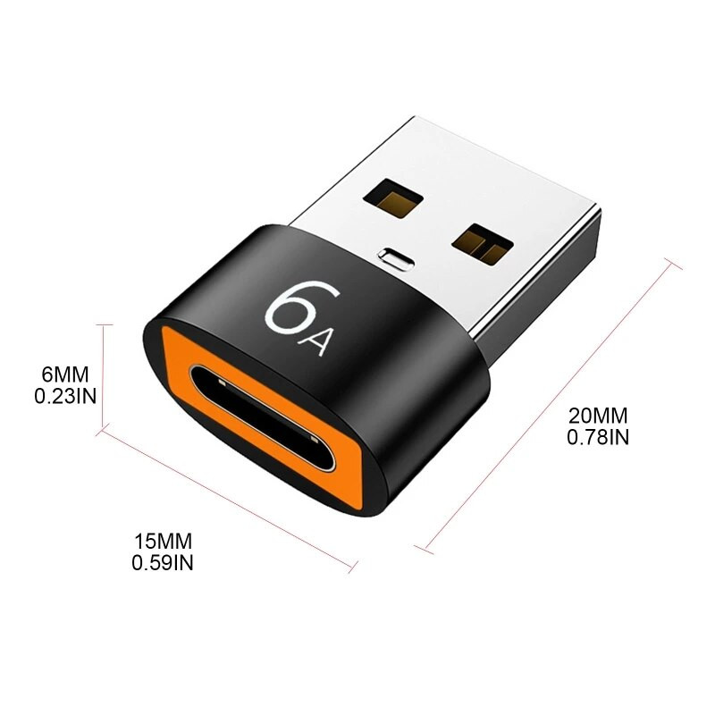 C tipa uz USB 3.0 OTG adaptera savienotāja atbalsts barošanas uzlādes datu pārsūtīšanas 6A USB C sievišķais-USB vīrišķais pārveidotājs