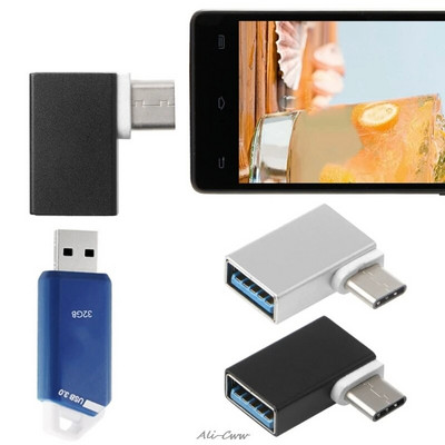 90 kraadi C-tüüpi USB 3.0 naisandmete OTG-muundur Macbooki Android-telefoni jaoks