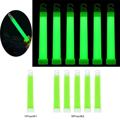 1/5 τεμ. 6 ιντσών Industrial Grade Glow Sticks Light Stick Camping Emergency Light Sticks Party Clubs Supplies- Green Chemical Fluor