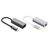 Издръжлив преобразувател, деликатен дизайн, устойчив на износване 10/100Mbps Type-C към RJ45 адаптер от алуминиева сплав за лаптоп таблет