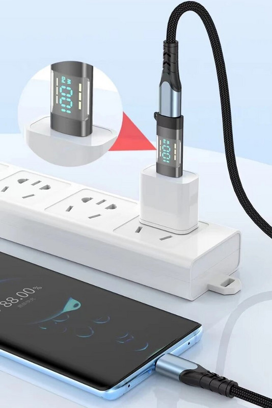 Átlátszó digitális kijelzőadapter PD100W Adapter Type-C – Type-C 5A Laptop Android Phone OTG Adapter