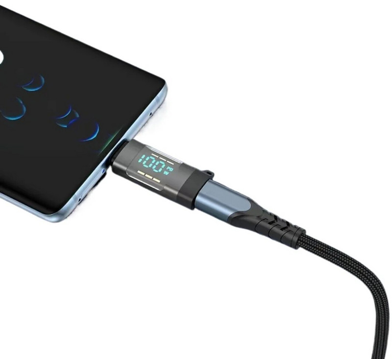 Átlátszó digitális kijelzőadapter PD100W Adapter Type-C – Type-C 5A Laptop Android Phone OTG Adapter