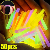 50/10 vnt Daugiaspalvės švytinčios lazdelės Spalvingos naktinės žvejybos plūdinės meškerės lemputės cheminės fluorescencinės lazdelės, skirtos vakarėlių klubo dekoravimui