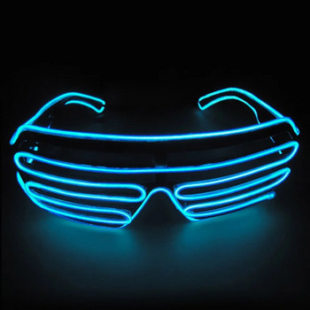 Очила с LED светлина EL Wire Glasses Neon Shutter Light up Glasses with Battery Controller Christmas Party Flash Decoration