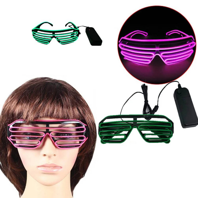 LED šviesos akiniai EL Wire akiniai Neoniniai užraktai Šviečiantys akiniai su baterijos valdikliu Kalėdų vakarėlio blyksintis papuošimas