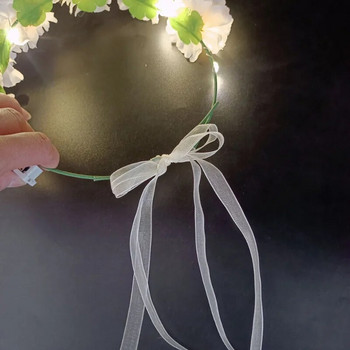 1 бр. Регулируема светеща лента за глава за момиче с LED светлина, цветя, венец, корона, лента за коса за сватба, рожден ден, светещи партита, аксесоари за коса