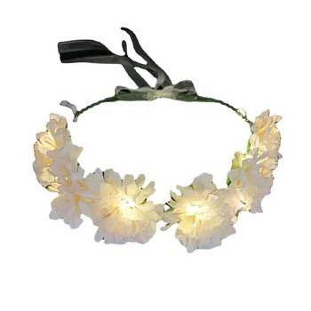 1 бр. Регулируема светеща лента за глава за момиче с LED светлина, цветя, венец, корона, лента за коса за сватба, рожден ден, светещи партита, аксесоари за коса