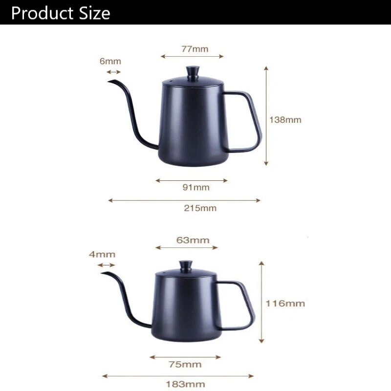 Fierbator de picurare 350 ml 600 ml Se toarnă peste ceainic de cafea, antiaderent, din oțel inoxidabil de calitate alimentară, cu gât de gâscă, fierbător de picurare, gât de lebădă, gură subțire