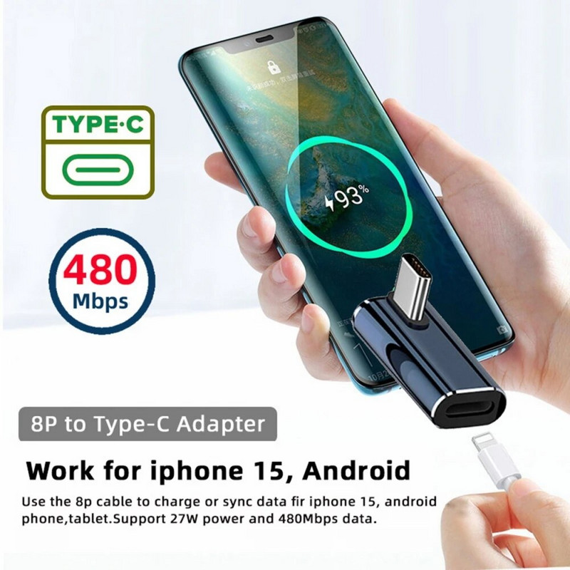 Zihan USB-C Tip muški na Lightning ženski adapter, pogodan za iPhone 15 mobilne telefone, kompatibilan s Android tabletima