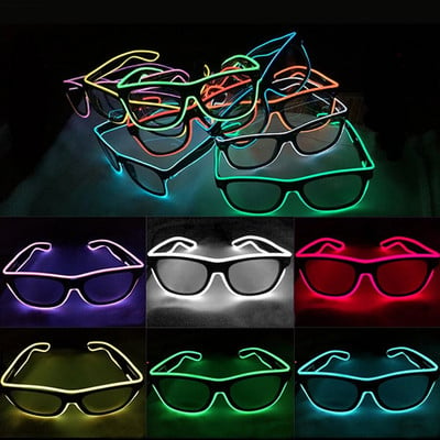 Led очила Неонови светещи слънчеви очила Ярки светлинни консумативи Парти мигащи очила EL Wire Glowing Gafas Luminous Bril Нов подарък