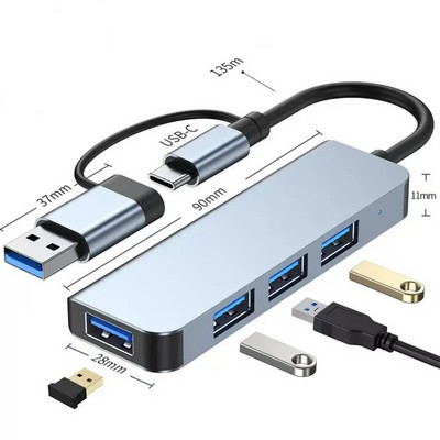 Tip C HUB Brzi USB 3.0 HUB Splitter čitač kartica RJ45 PD 87W Multiport sa SD TF priključcima za Macbook računala Dodatna oprema