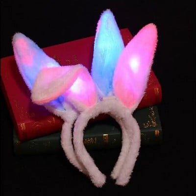 Лента за глава с уши на великденски заек LED светещи заешки уши Лента за глава Cosplay Заек Великденска лента за глава Hare Ears Шапки Аксесоари за коса