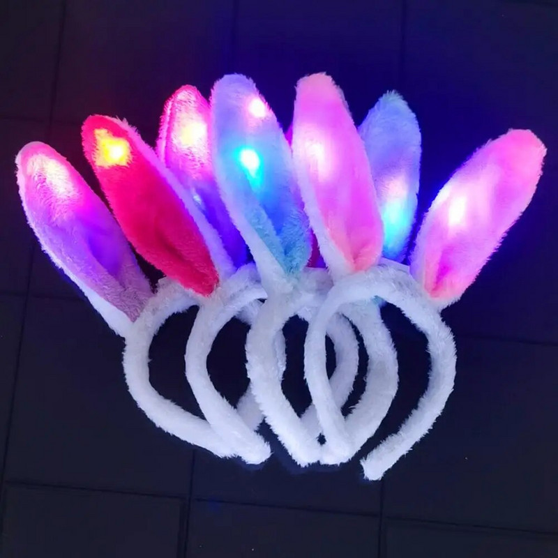 Húsvéti nyuszi fülek fejpánt LED izzó nyúlfül fejpánt Cosplay nyúl húsvéti fejpánt nyúlfül fejfedő haj kiegészítők