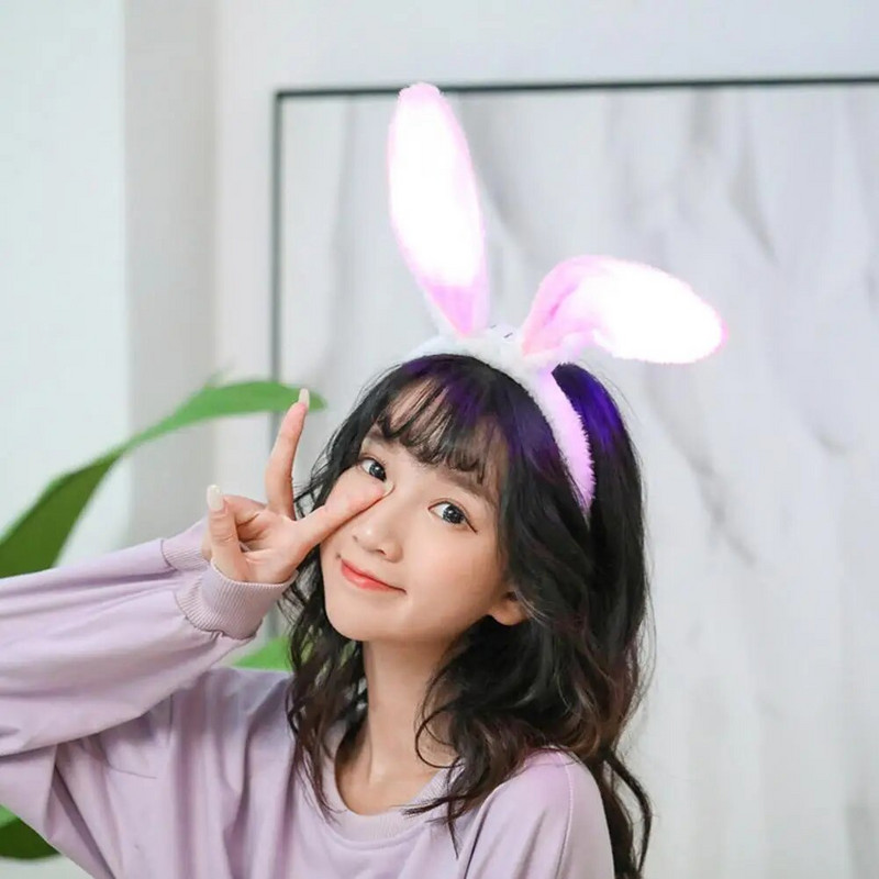Húsvéti nyuszi fülek fejpánt LED izzó nyúlfül fejpánt Cosplay nyúl húsvéti fejpánt nyúlfül fejfedő haj kiegészítők