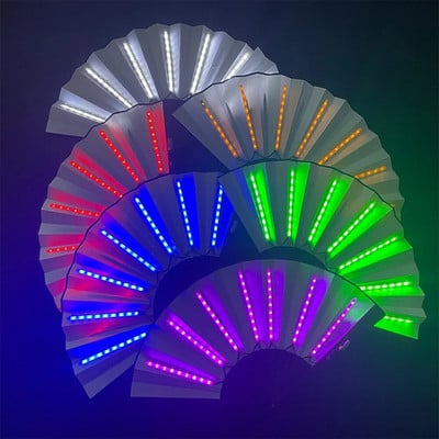 Φωτεινό LED Πτυσσόμενος ανεμιστήρας Nigh Club Φωτιστικά χορευτικά Ανεμιστήρας Δώρα γάμου Λάμπουν στο σκοτάδι Γενέθλια Απόκριες Αποστολή χωρίς μπαταρία