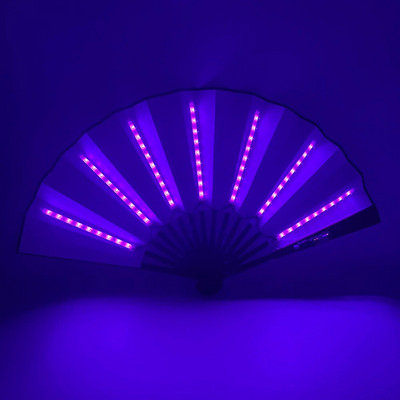 Светещ LED сгъваем вентилатор Нощен клуб Танцуващи светлини Вентилатор Сватбени подаръци Светят в тъмното Рожден ден Хелоуин Доставка без батерия