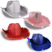 Șepci de cowboy cu LED strălucitoare pentru femei, bărbați, Crăciun, Halloween, costum de carnaval, petrecere, rochie de joacă, recuzită, pălării de cowgirl cu paiete de vest