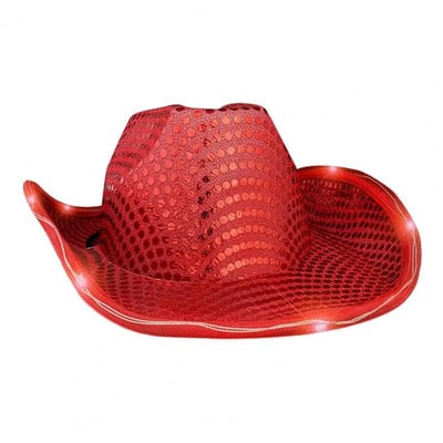 Șepci de cowboy cu LED strălucitoare pentru femei, bărbați, Crăciun, Halloween, costum de carnaval, petrecere, rochie de joacă, recuzită, pălării de cowgirl cu paiete de vest