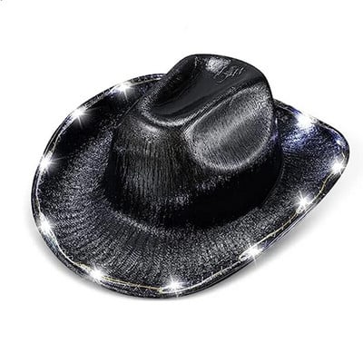 Șepci de cowboy cu LED strălucitoare pentru femei, bărbați, Crăciun, Halloween, costum de carnaval, petrecere, rochie de joacă, recuzită, pălării de cowgirl cu paiete de vest