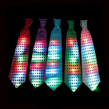 Glow Sequin Luminous Glow Tie Πολύχρωμο Flash Glow Tie Happy Luminous Διακόσμηση πάρτι Παιδική μπομπονιέρα