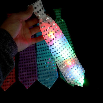 Glow Sequin Luminous Glow Tie Πολύχρωμο Flash Glow Tie Happy Luminous Διακόσμηση πάρτι Παιδική μπομπονιέρα