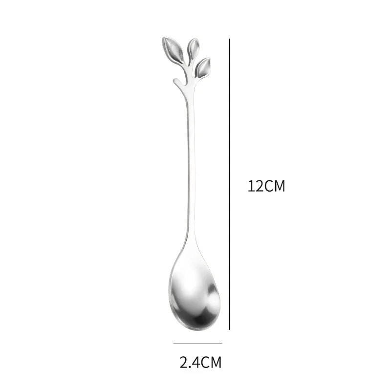 Творчески листа от неръждаема стомана Лъжица Плодове Вилица Лъжица за кафе Десертна лъжица за сладолед Кухненски аксесоари Декорация на прибори
